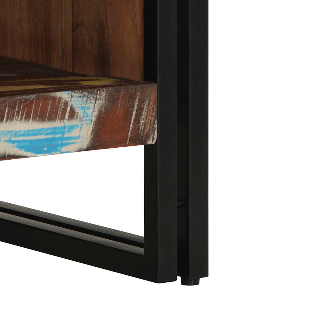 Table basse multicolore 50x50x38 cm bois de récupération bois massif