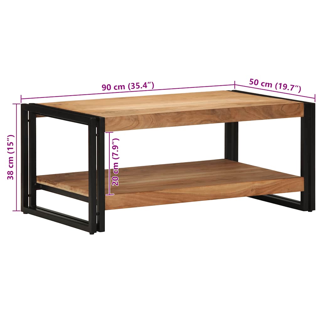 Table basse 90x50x38 cm en bois d'acacia massif