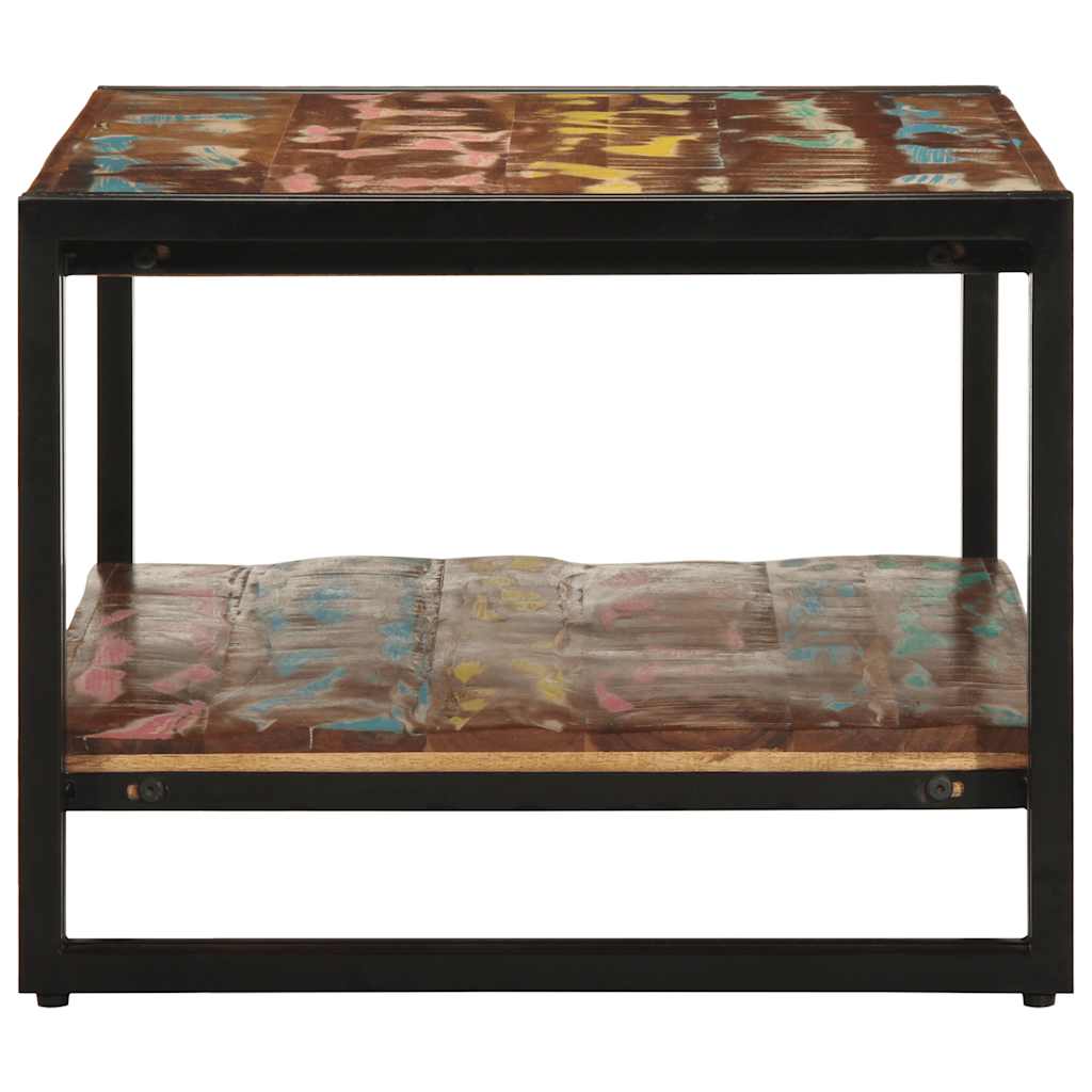 Table basse multicolore 90x50x38 cm en bois massif de récupération