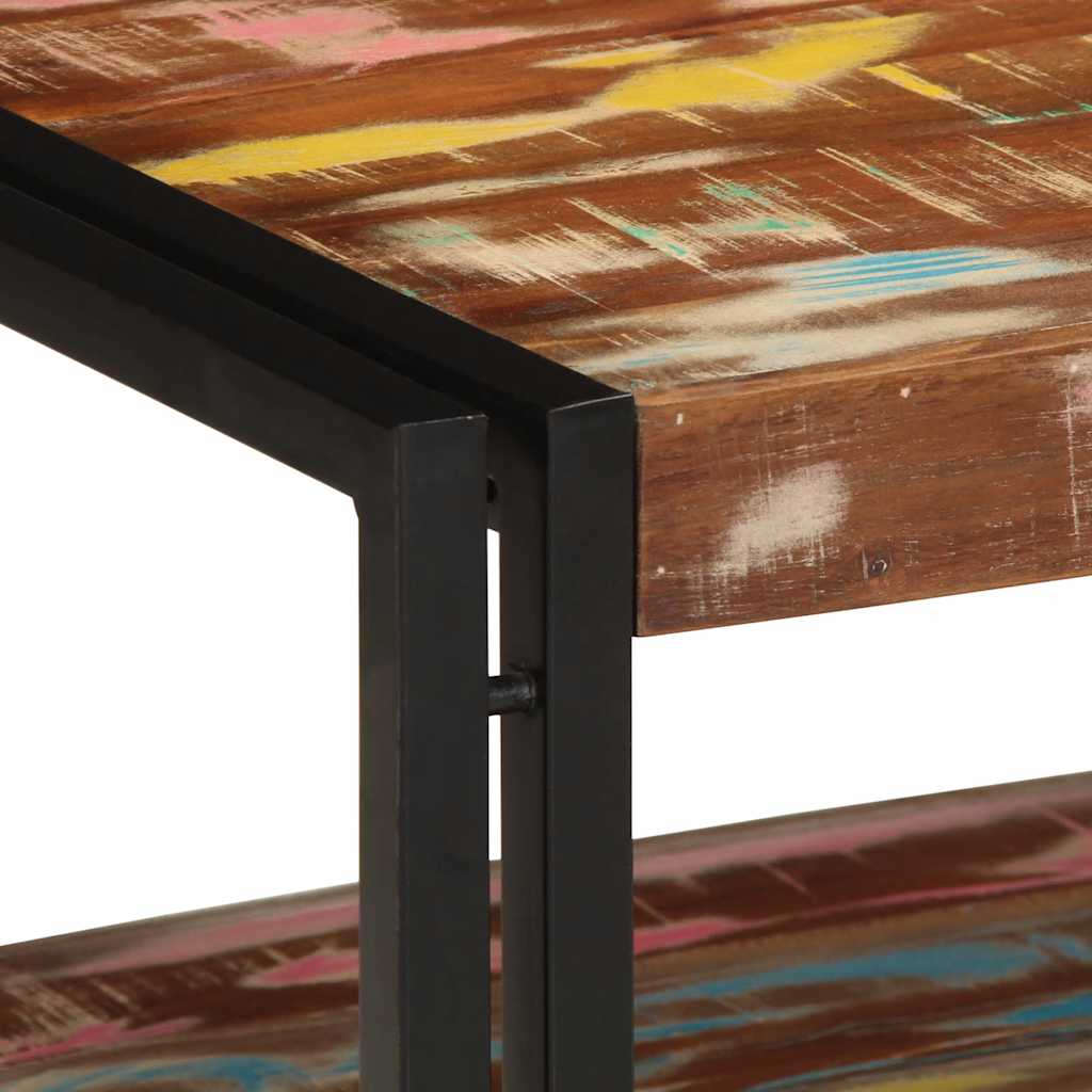 Table basse multicolore 90x50x38 cm en bois massif de récupération