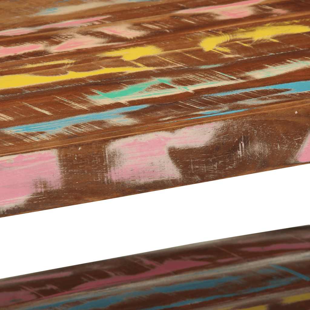 Table basse multicolore 90x50x38 cm en bois massif de récupération