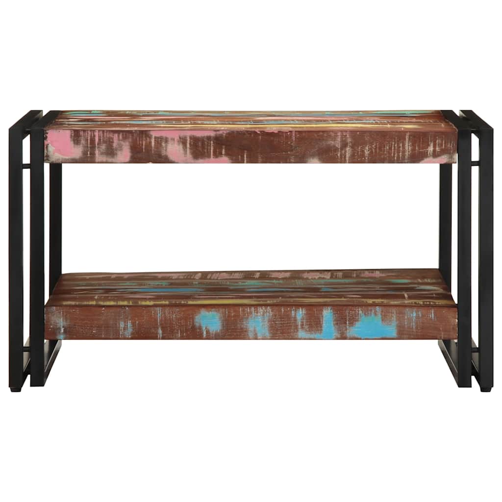 Table basse multicolore 70x50x38 cm bois de récupération bois massif