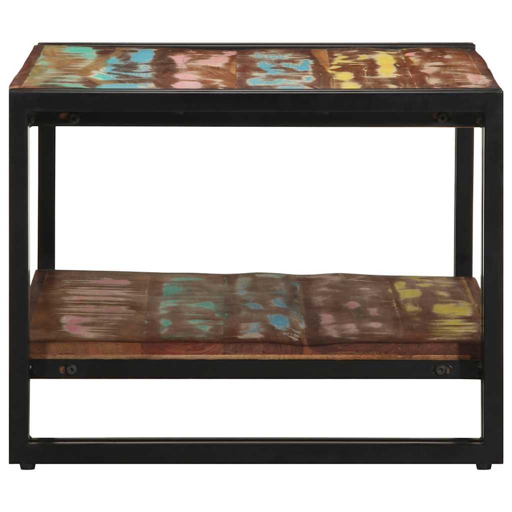 Table basse multicolore 70x50x38 cm bois de récupération bois massif