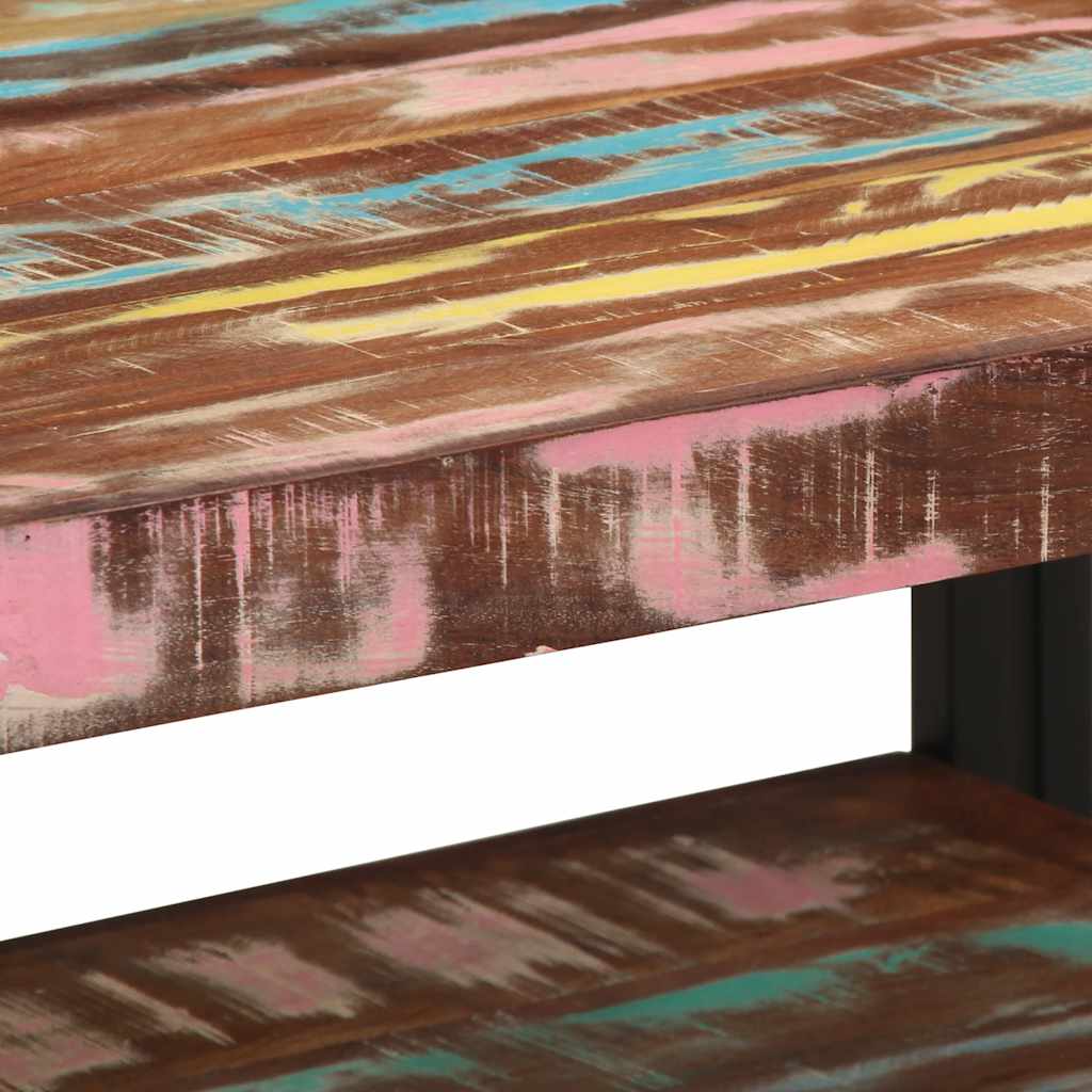 Table basse multicolore 70x50x38 cm bois de récupération bois massif