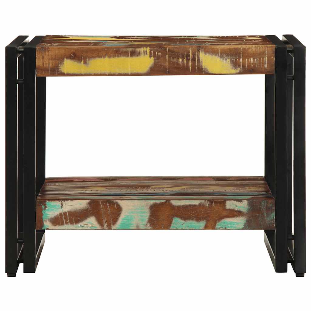 Table basse multicolore 50x50x38 cm bois de récupération bois massif