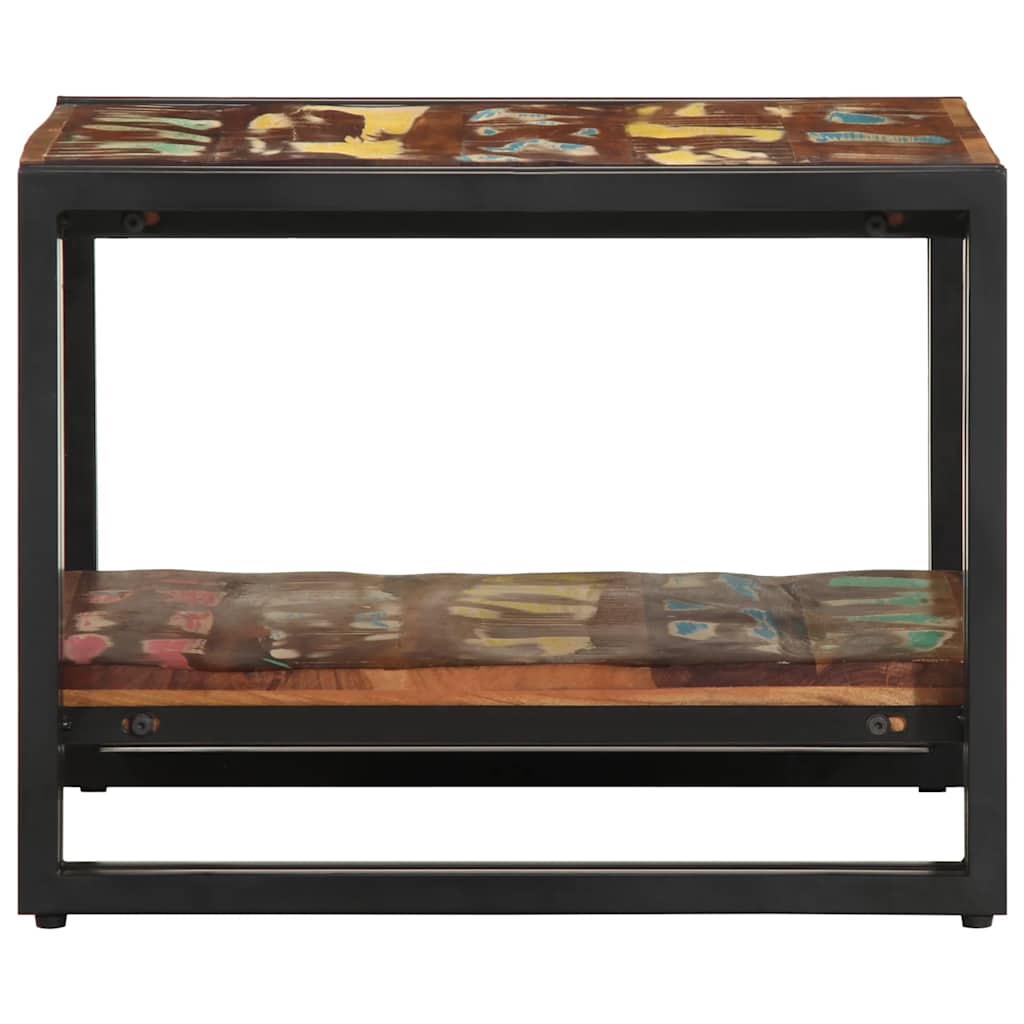 Table basse multicolore 50x50x38 cm bois de récupération bois massif