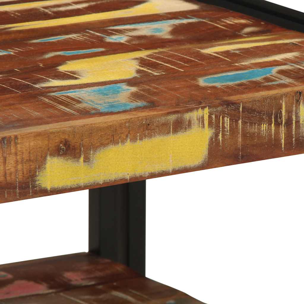 Table basse multicolore 50x50x38 cm bois de récupération bois massif