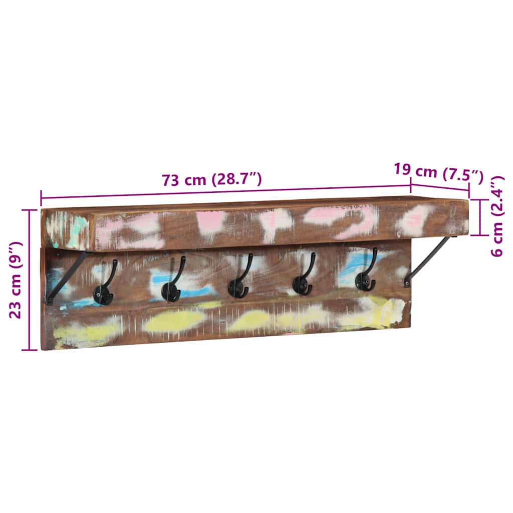 Garderobenständer Mehrfarbig 73 x 19 x 23 cm Massivholz Altholz
