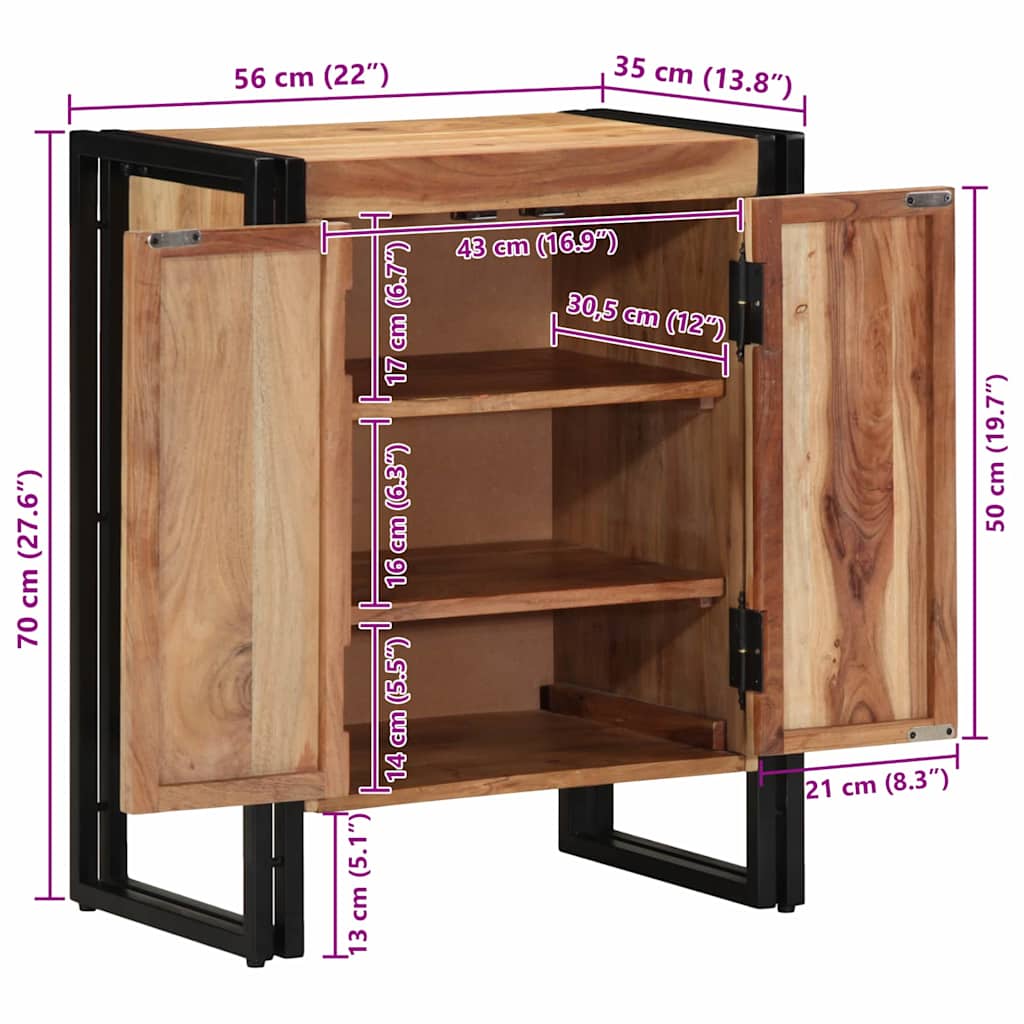 Schuhschrank mit Regal Braun 56 x 35 x 70 cm Massivholz Akazie