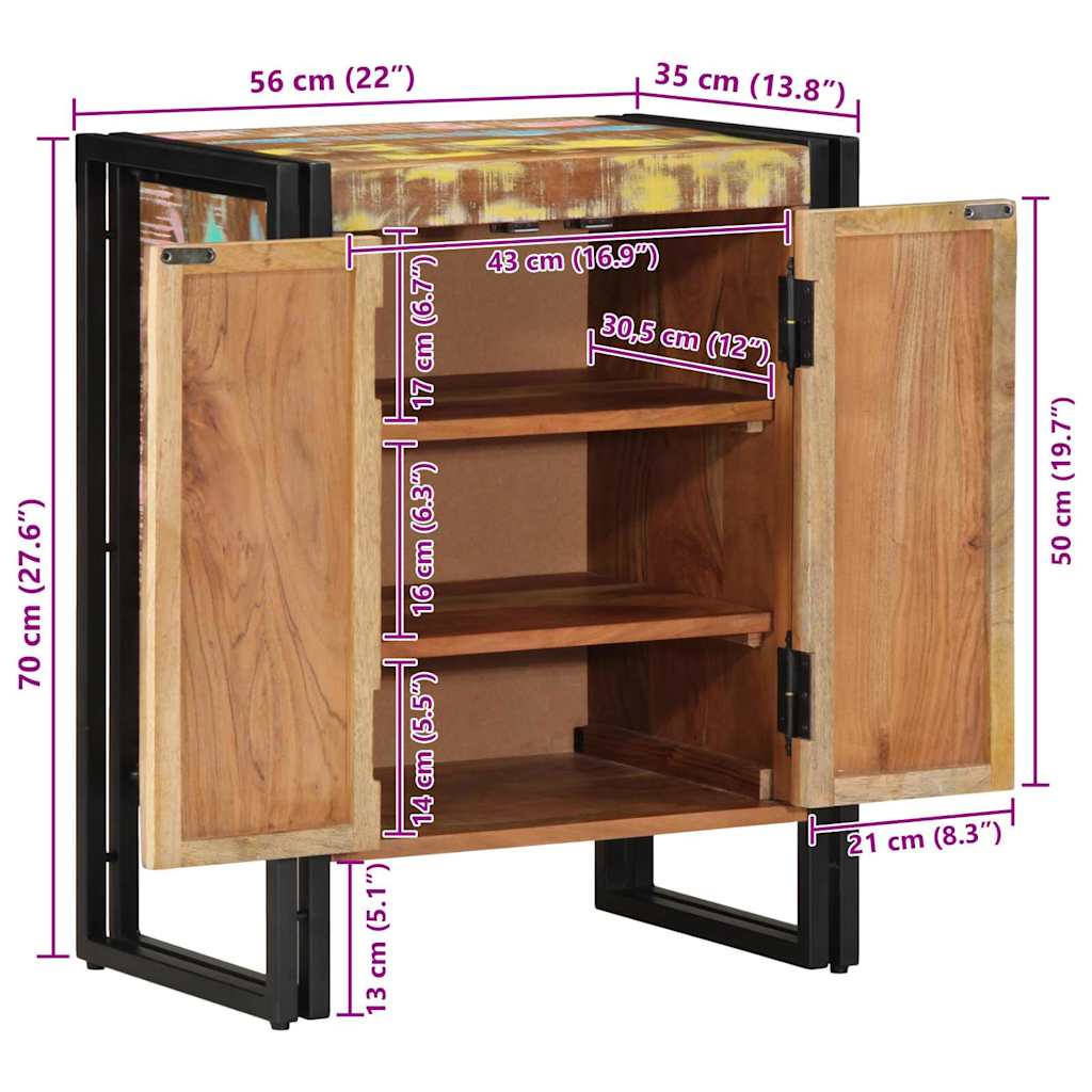 Schuhschrank Mehrfarbig 56 x 35 x 70 cm Massivholz Altholz