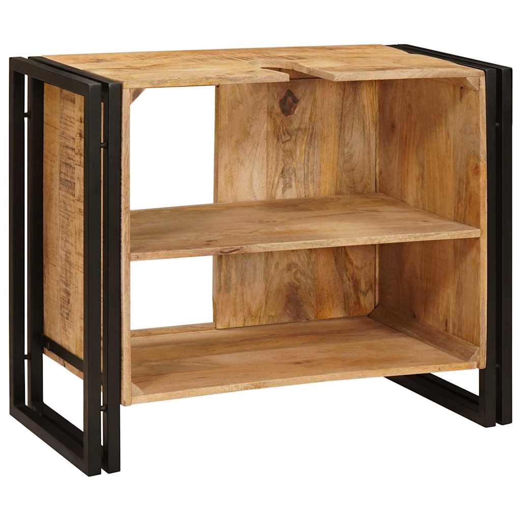 Waschbeckenunterschrank mit Tür Massivholz Mangoholz und Eisen