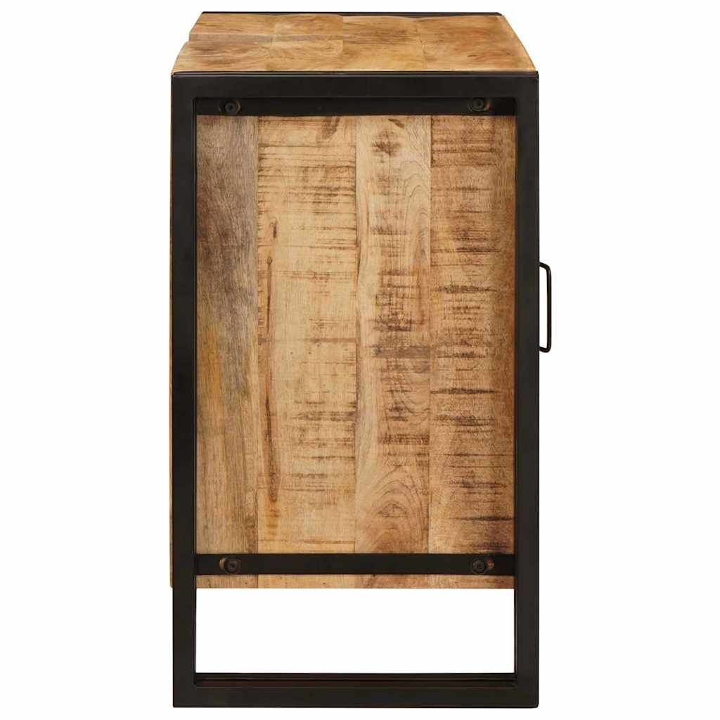 Waschbeckenunterschrank mit Tür Massivholz Mangoholz und Eisen