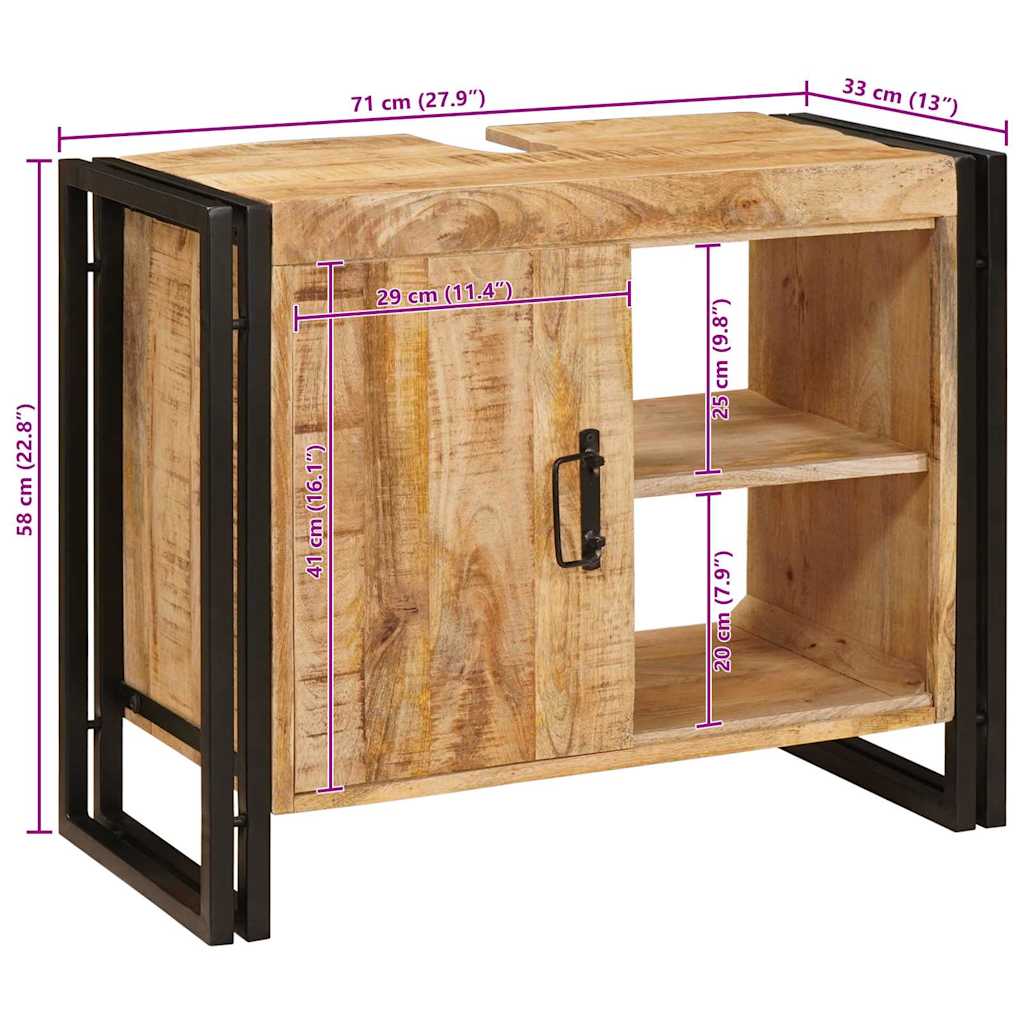 Waschbeckenunterschrank Braun 71 x 33 x 58 cm Massivholz Mango