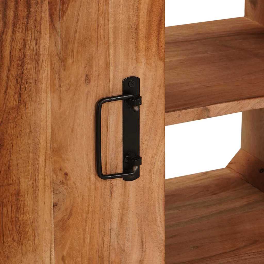 Waschbeckenunterschrank mit Tür Massivholz Akazie und Eisen