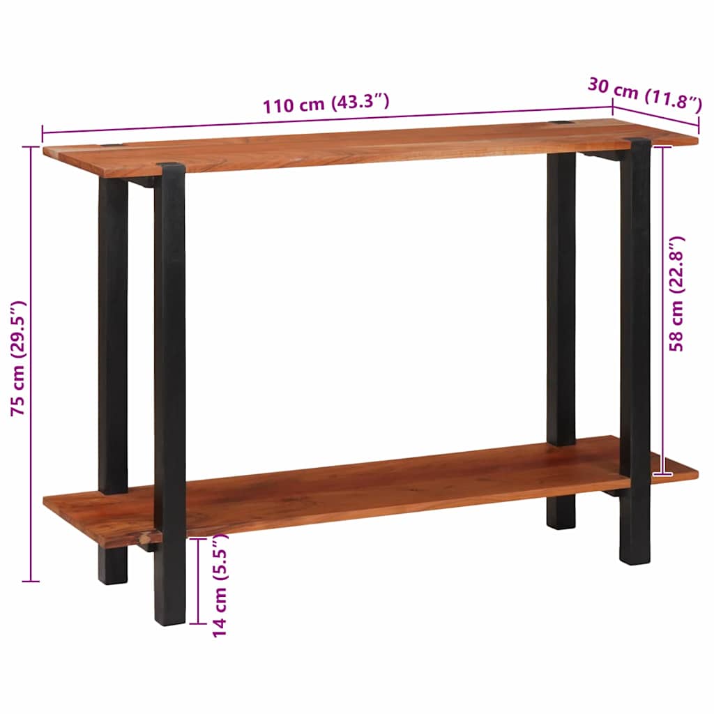 Konsolentisch mit Regal Braun und Schwarz 110 x 30 x 75 cm