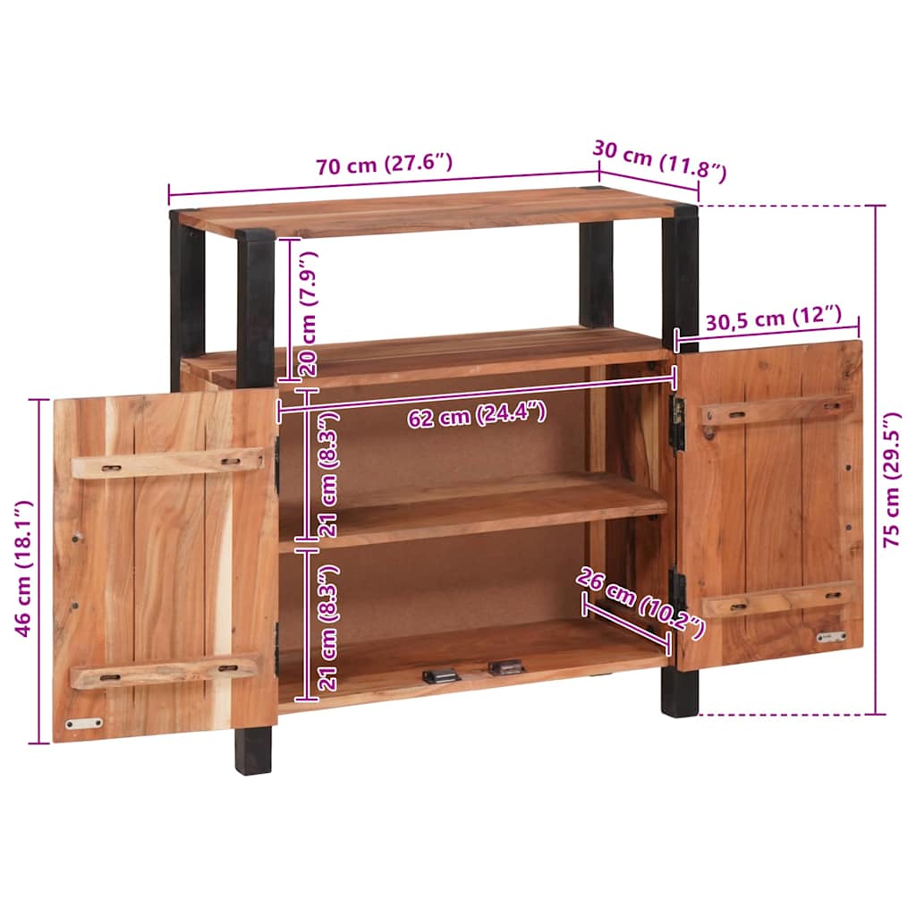 Sideboard Braun 70 x 30 x 75 cm Massivholz Akazie