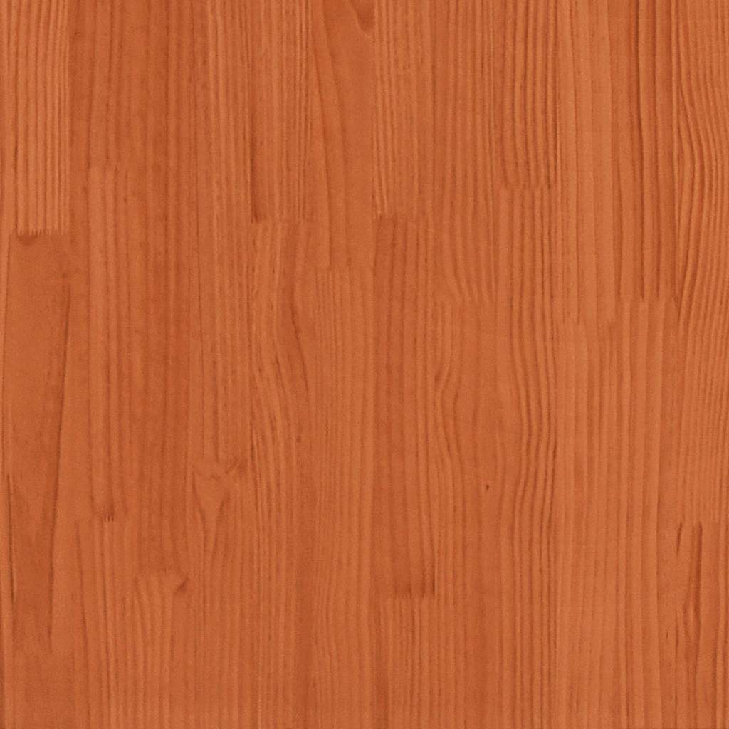 Lit en bois massif avec étagère sans matelas, couleur marron ciré, 200x200 cm