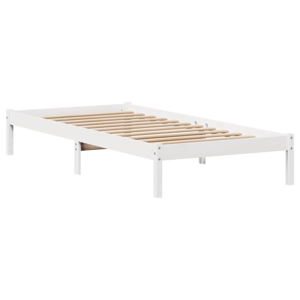 Lit en bois massif avec étagère sans matelas pin blanc 90x200 cm