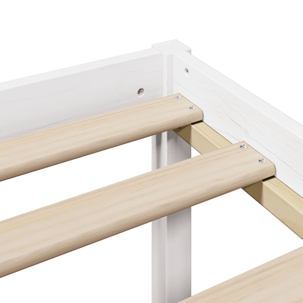 Lit en bois massif avec étagère sans matelas pin blanc 90x200 cm