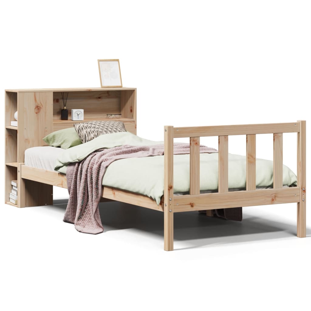 Massivholzbett mit Regal ohne Matratze 90x200 cm Kiefer