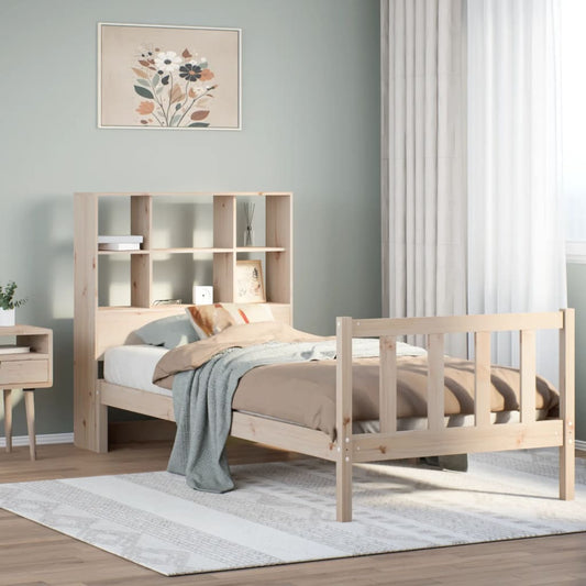 Massivholzbett mit Regal ohne Matratze 90x200 cm Kiefer