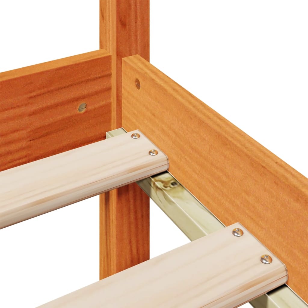 Massivholzbett mit Regal ohne Matratze Wachsbraun 200x200 cm