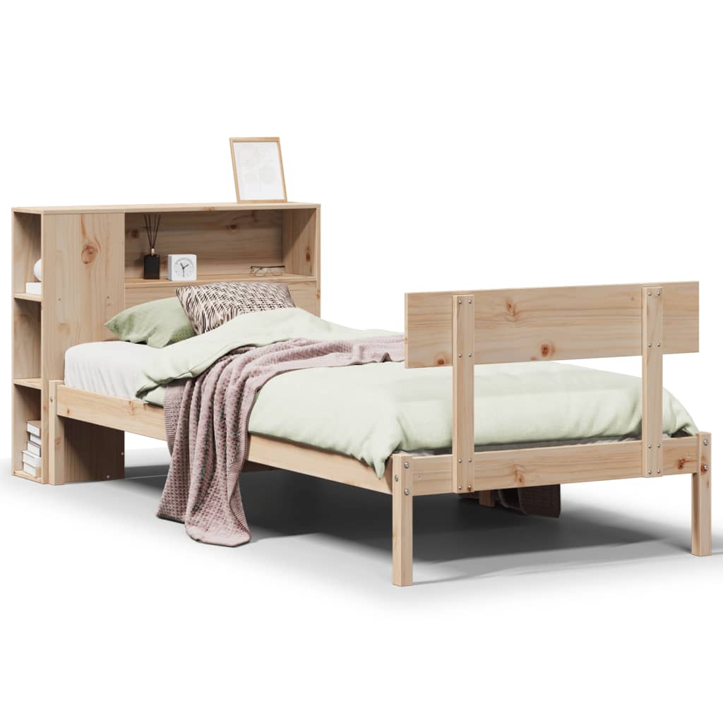 Massivholzbett mit Regal ohne Matratze 90x200 cm Kiefernholz