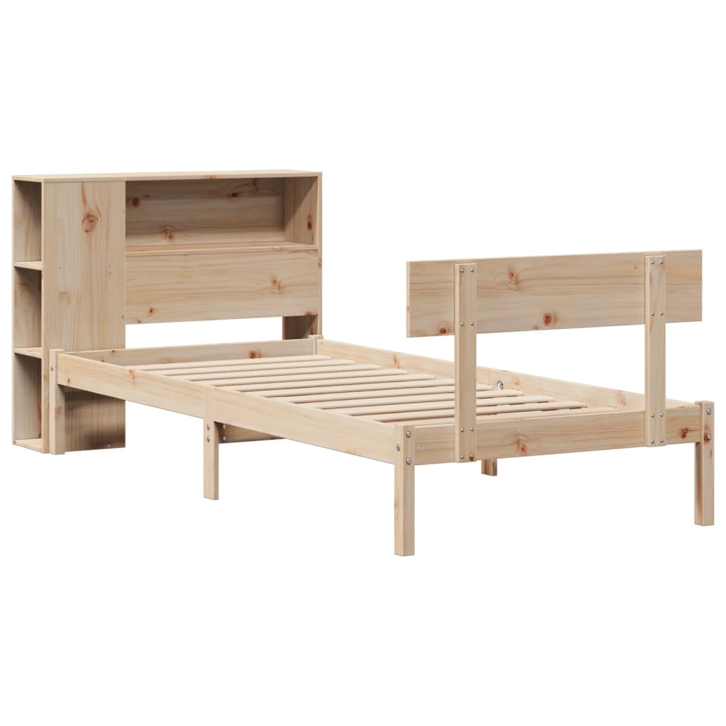 Massivholzbett mit Regal ohne Matratze 90x200 cm Kiefernholz