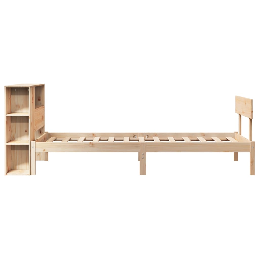 Massivholzbett mit Regal ohne Matratze 90x200 cm Kiefernholz