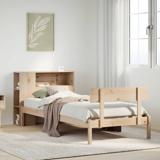 Massivholzbett mit Regal ohne Matratze 90x200 cm Kiefernholz