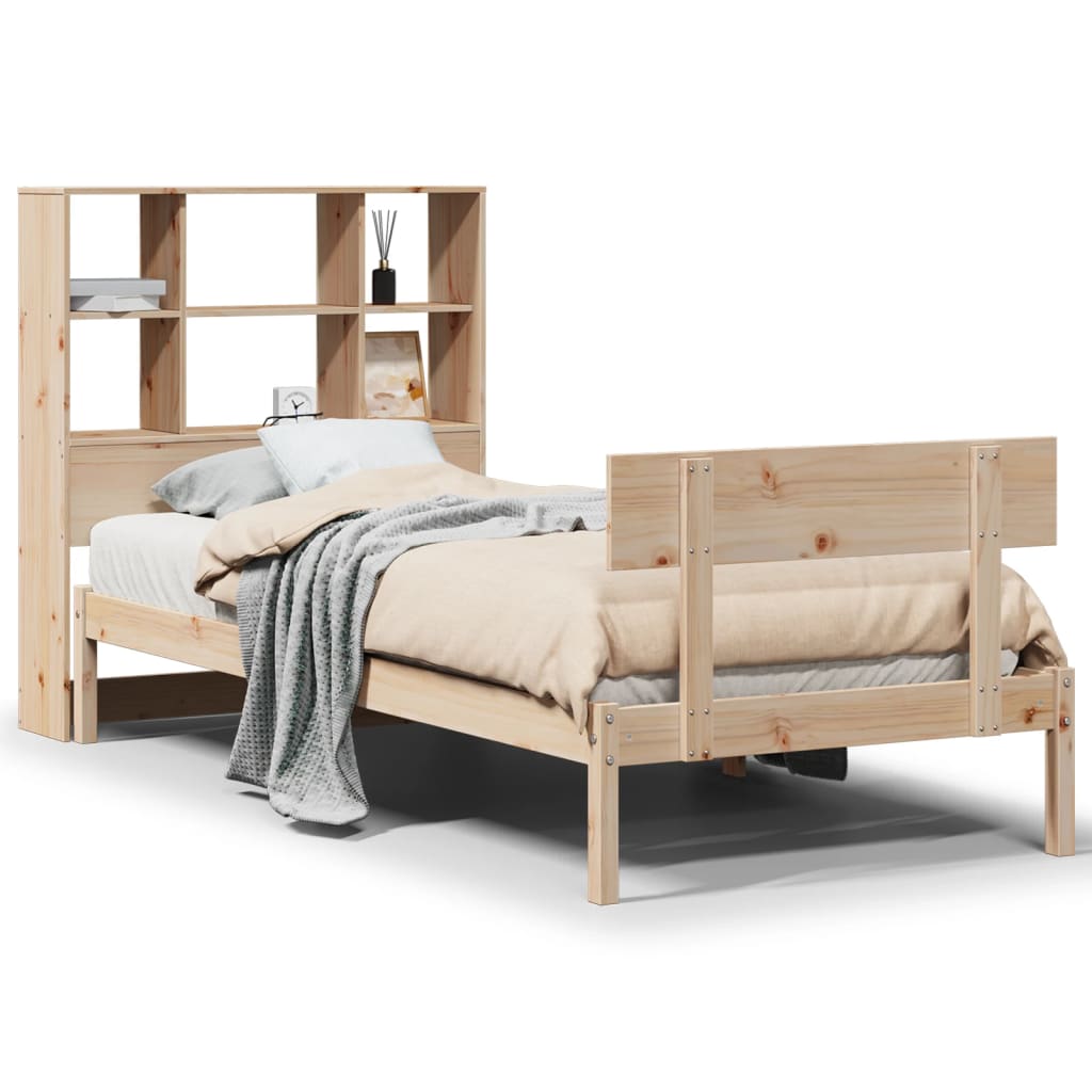 Massivholzbett mit Regal ohne Matratze 90x200 cm Kiefernholz