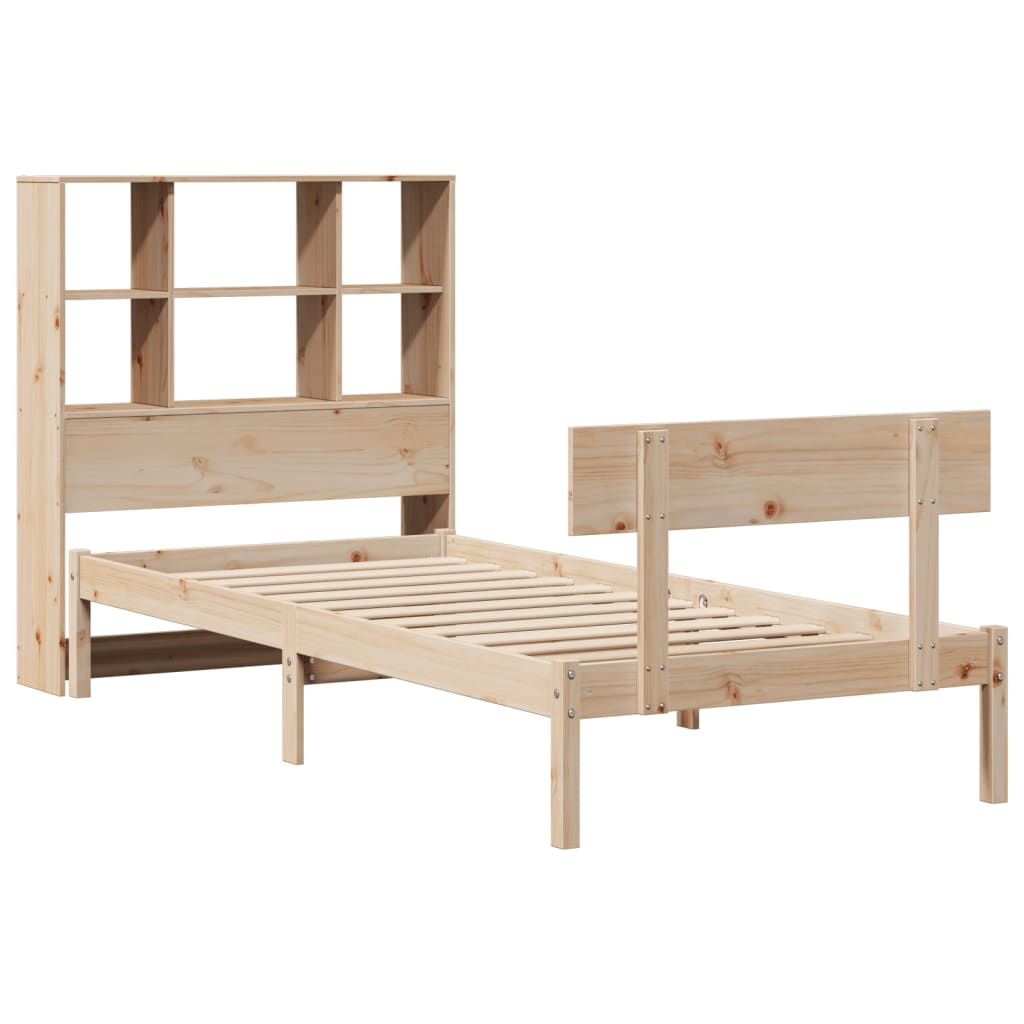 Massivholzbett mit Regal ohne Matratze 90x200 cm Kiefernholz