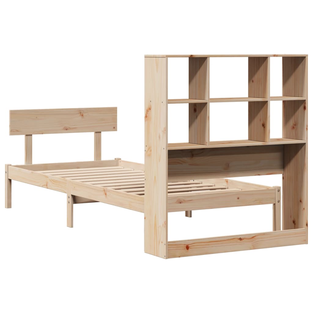 Massivholzbett mit Regal ohne Matratze 90x200 cm Kiefernholz