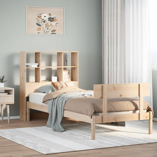 Massivholzbett mit Regal ohne Matratze 90x200 cm Kiefernholz