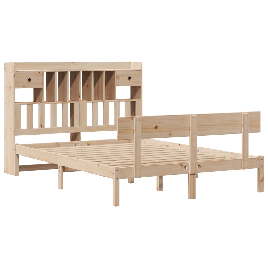 Massivholzbett mit Regal ohne Matratze 140x200 cm Kiefernholz