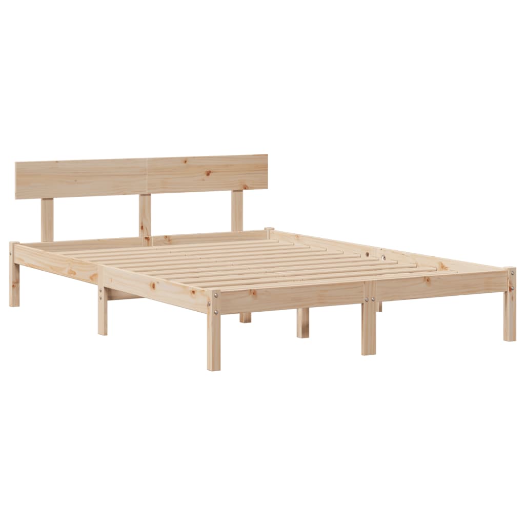 Massivholzbett mit Regal ohne Matratze 140x200 cm Kiefernholz