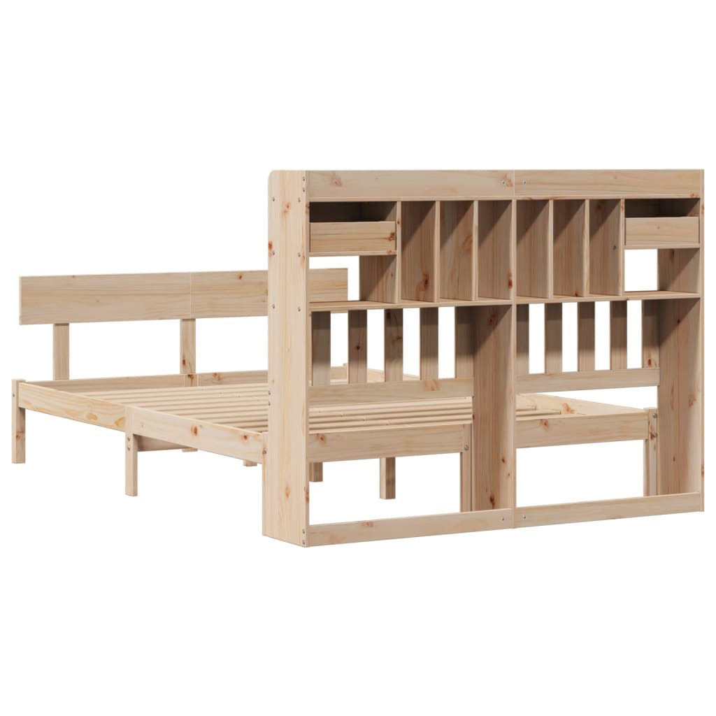 Massivholzbett mit Regal ohne Matratze 140x200 cm Kiefernholz
