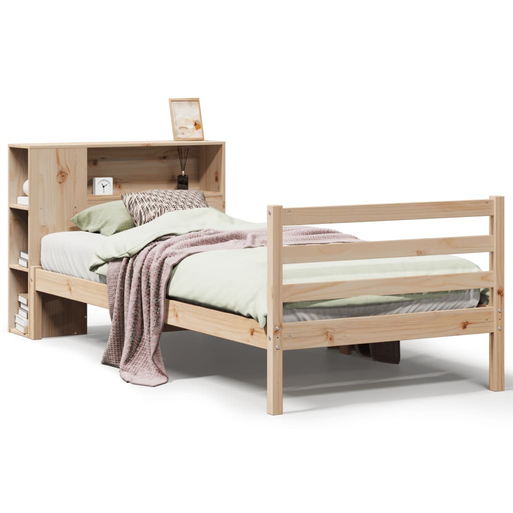 Massivholzbett mit Regal ohne Matratze 90x200 cm Kiefernholz