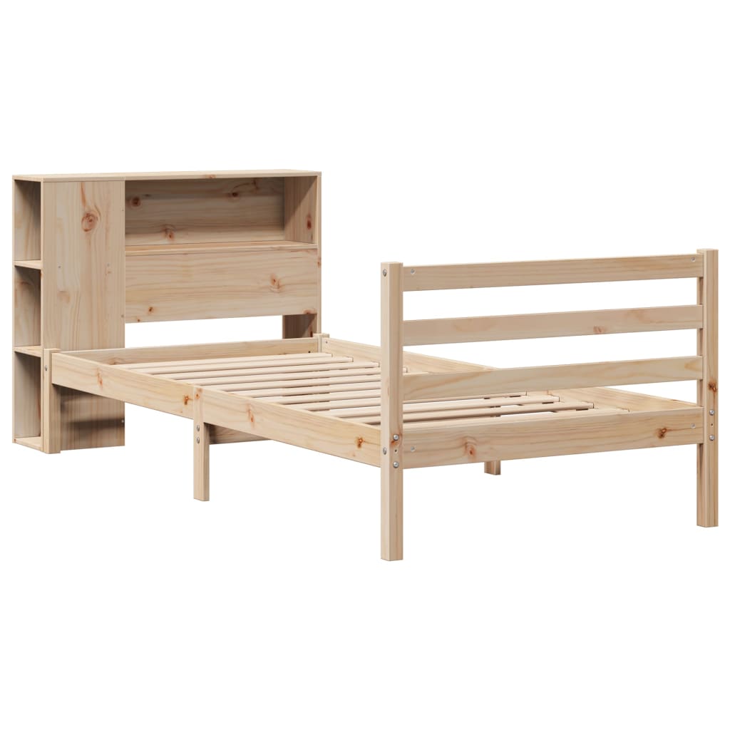 Massivholzbett mit Regal ohne Matratze 90x200 cm Kiefernholz