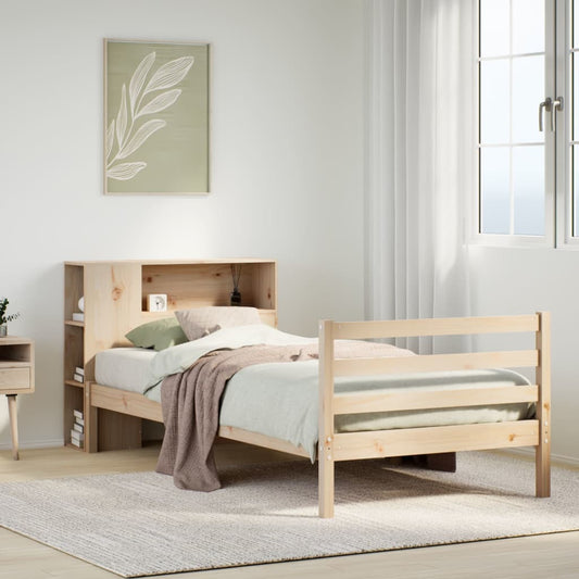 Massivholzbett mit Regal ohne Matratze 90x200 cm Kiefernholz