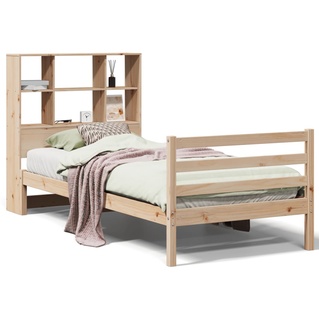 Massivholzbett mit Regal ohne Matratze 90x200 cm Kiefernholz