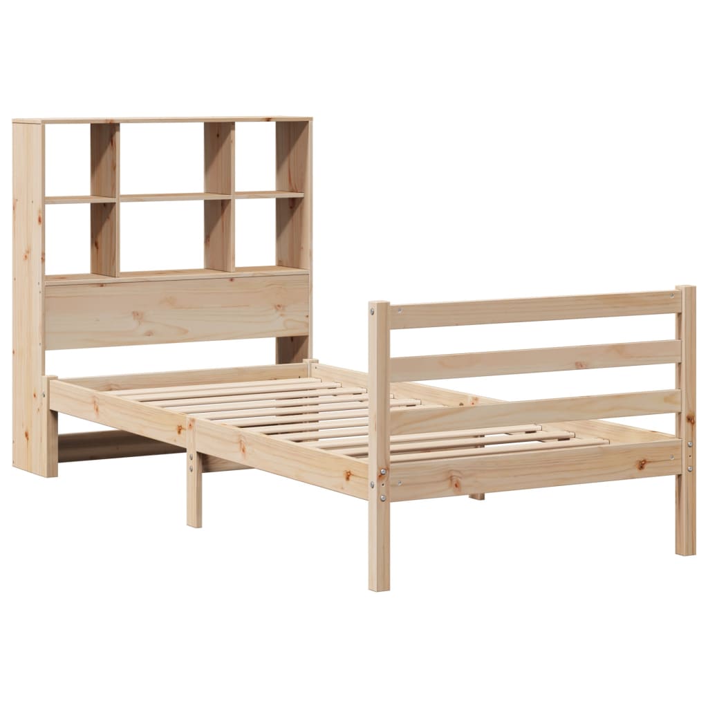 Massivholzbett mit Regal ohne Matratze 90x200 cm Kiefernholz