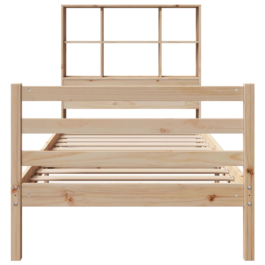 Massivholzbett mit Regal ohne Matratze 90x200 cm Kiefernholz