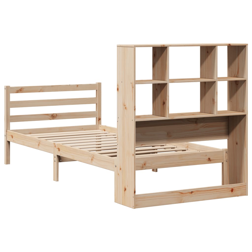Massivholzbett mit Regal ohne Matratze 90x200 cm Kiefernholz