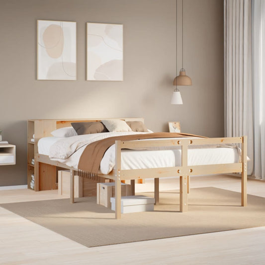 Massivholzbett mit Regal ohne Matratze 140x190 cm Kiefernholz