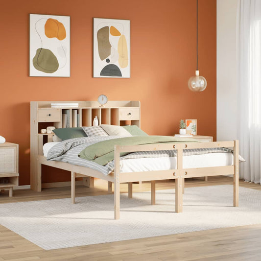 Massivholzbett mit Regal ohne Matratze 140x190 cm Kiefernholz