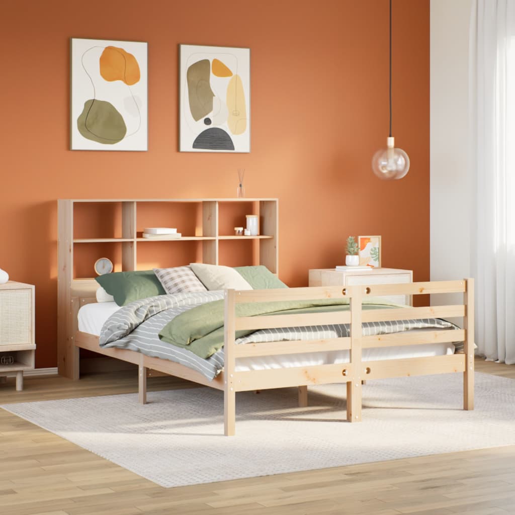 Massivholzbett mit Regal ohne Matratze 150x200 cm Kiefernholz