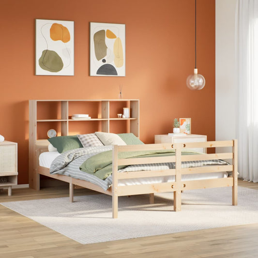 Massivholzbett mit Regal ohne Matratze 150x200 cm Kiefernholz