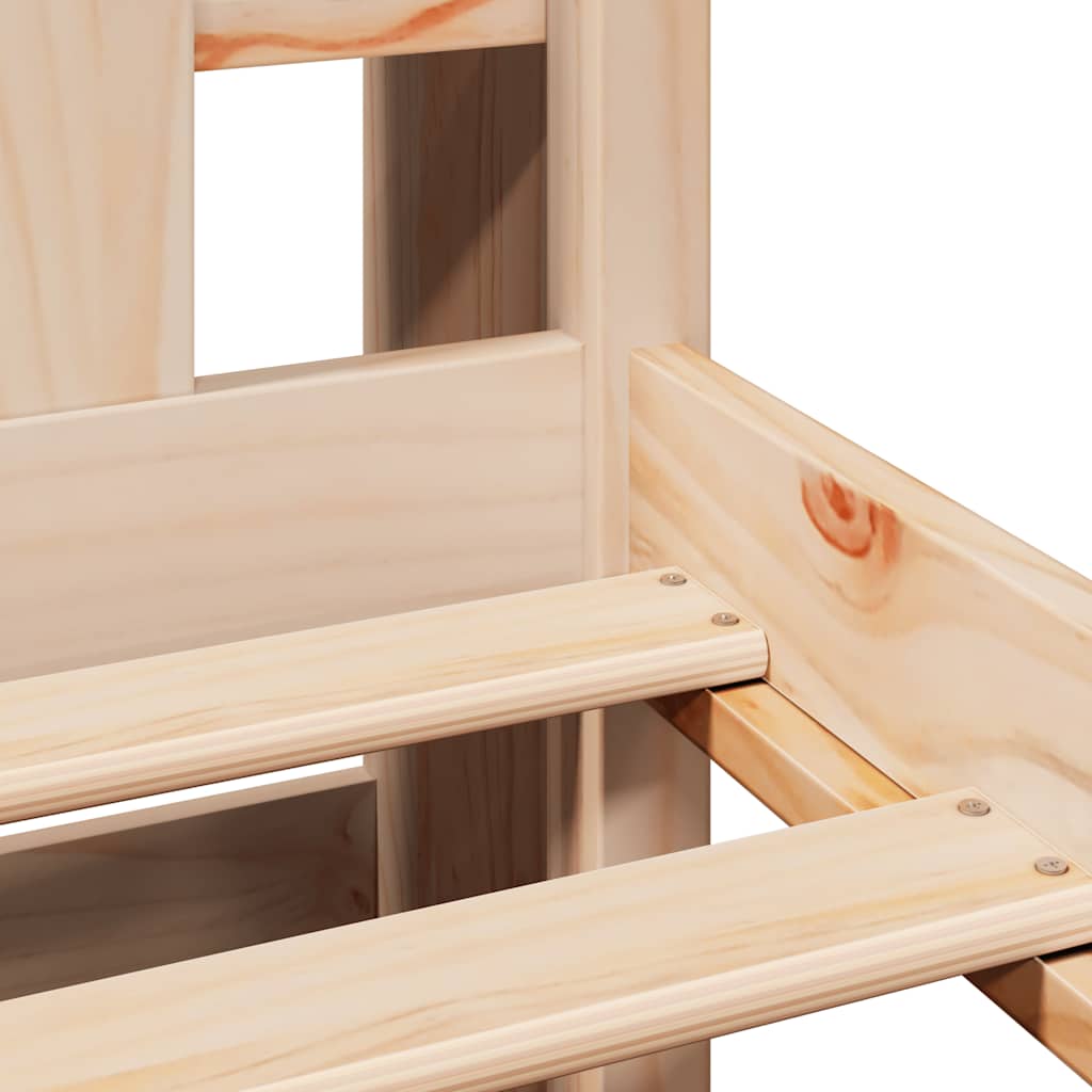 Massivholzbett mit Regal ohne Matratze 135x190 cm Kiefer