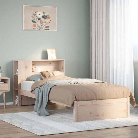 Massivholzbett mit Regal ohne Matratze 90x200 cm Kiefernholz